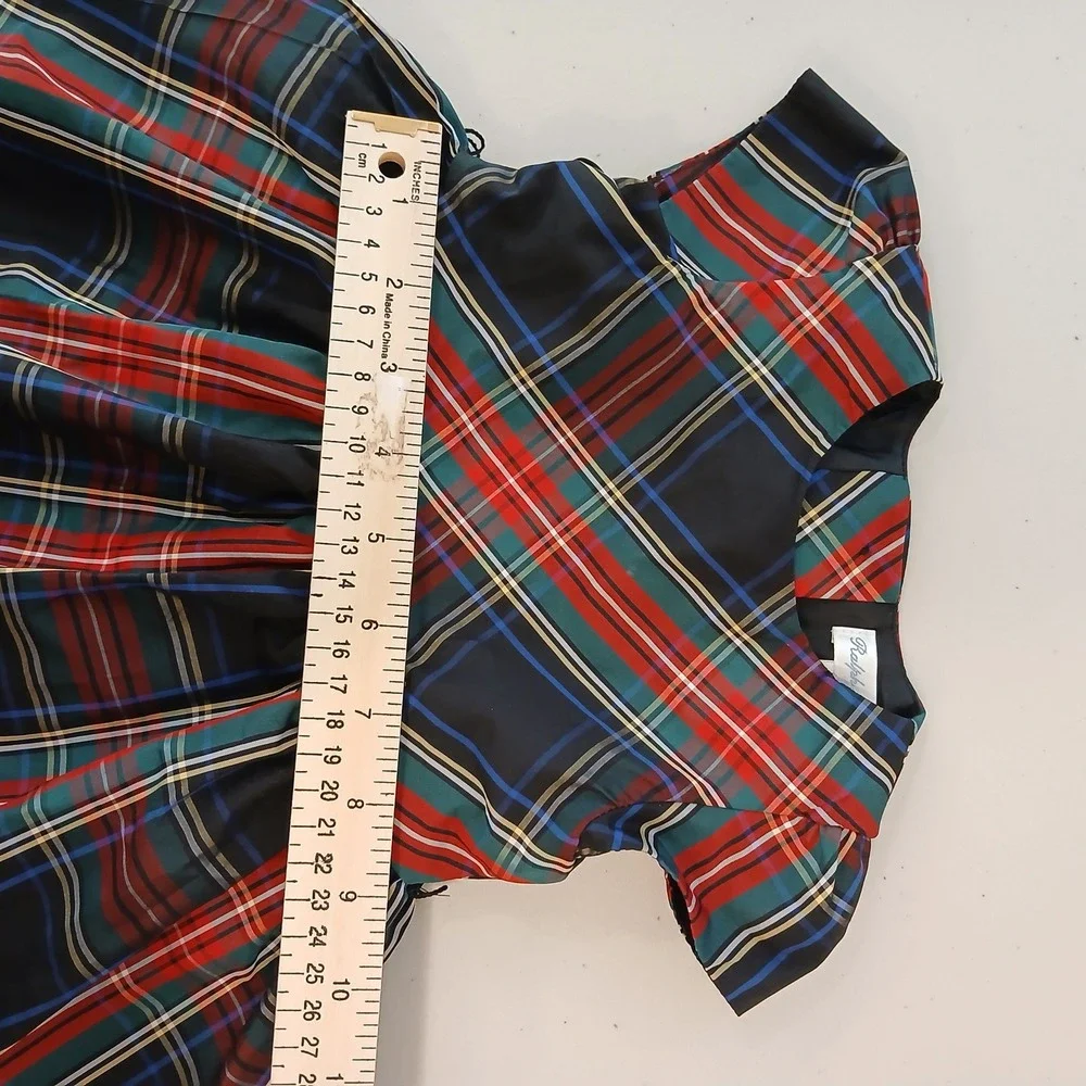 Ralph Lauren Dress Baby 6M Navy Red Plaid Tartan Fit Flare Holiday Preppy